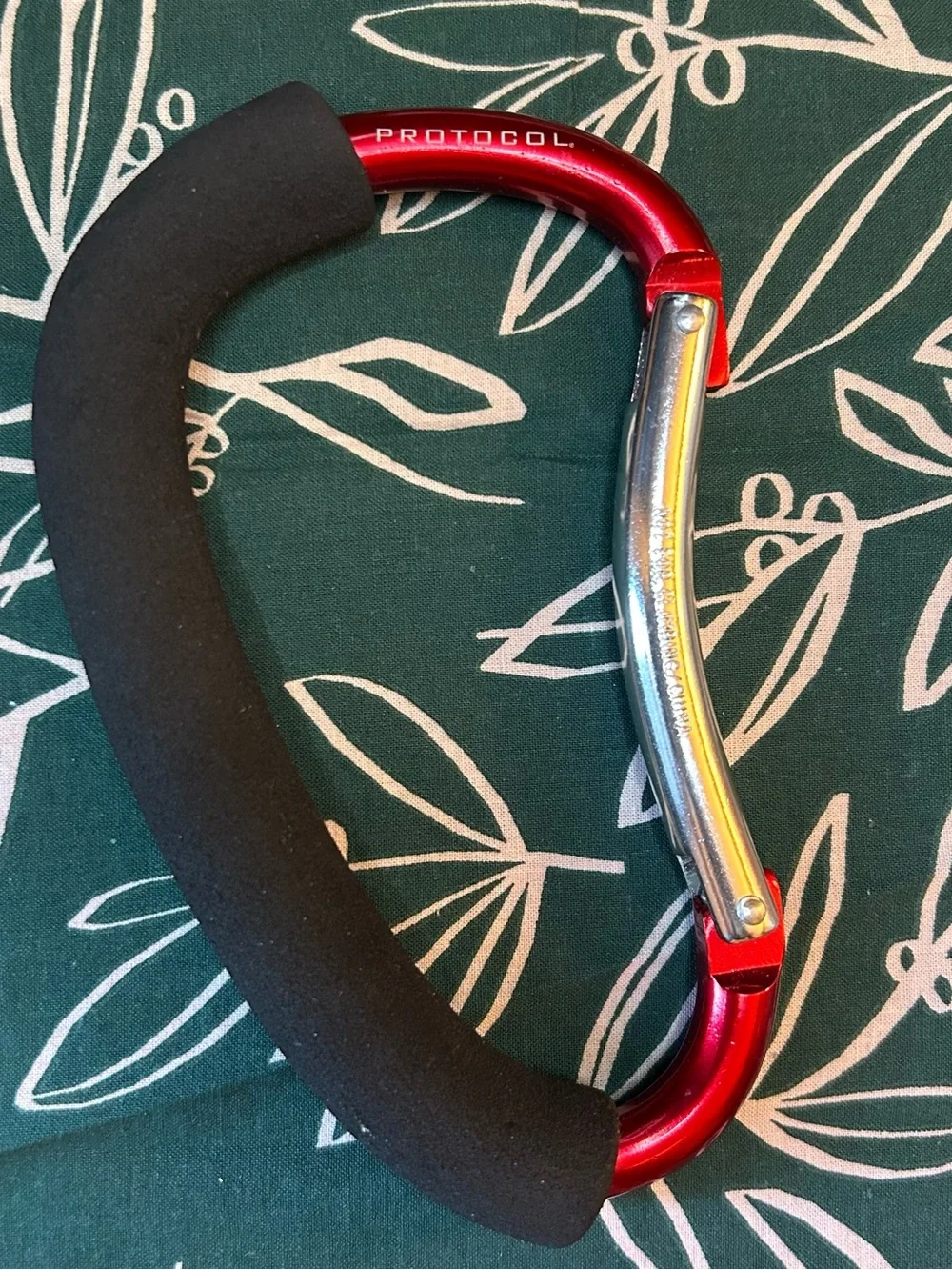 XL Red Protocol carabiner with black foam grip